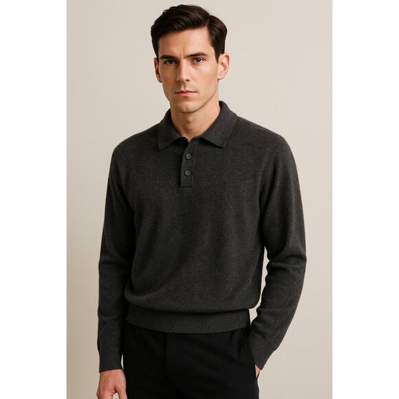 Metropolitan View 100% Cashmere Mens Polo Sweater L Gray Soft Luxury Knit Pullov - Picture 11 of 11